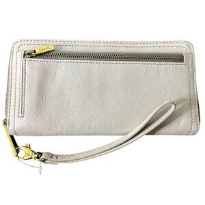 Fossil Logan Wallet RFID Zip Women's Leather Clutch Wristlet Graystone NWT